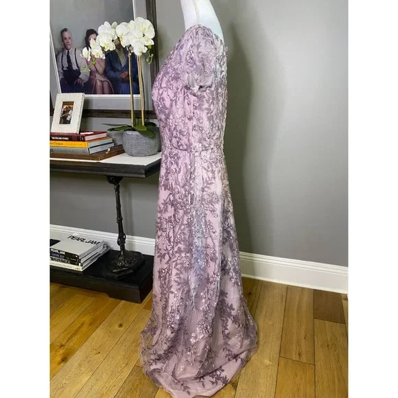 La Femme 27956 Lace Column Gown Dusty Lilac Women's Size 12 - Picture 8 of 11